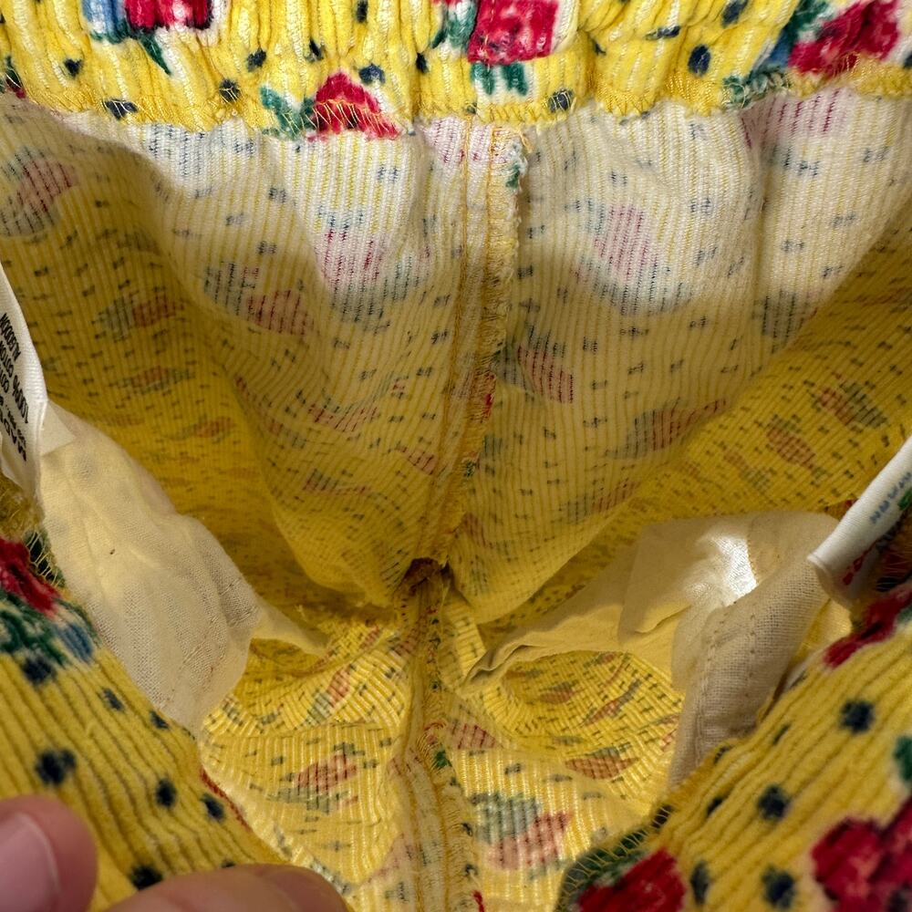 United Colors of Benetton Pants Girls Size 32 6 Yellow Floral Corduroy Side Zip - Picture 6 of 13